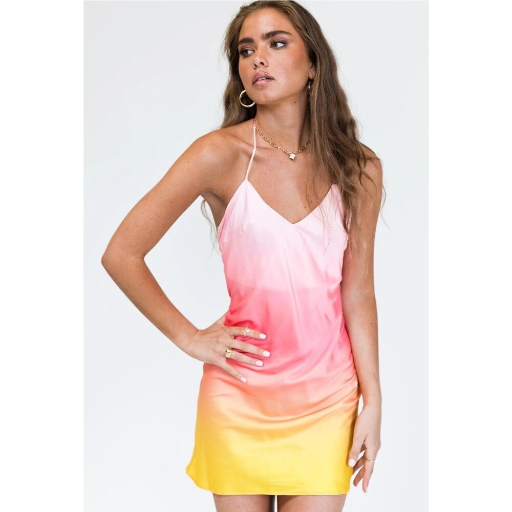 Princess Polly Minidress Sunset Neck Ties US 6 Multicolors